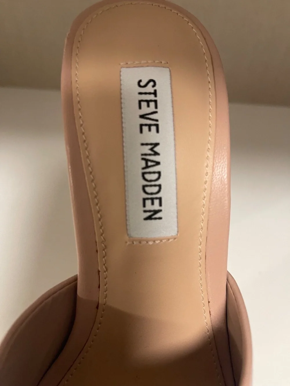 Steve Madden Nude Leather Platform Mule Heels | Women's Size 7
